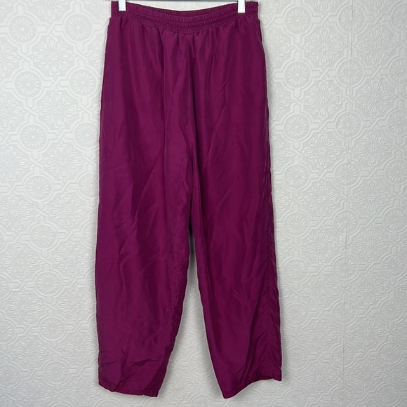 Vintage 100% Silk Pants Hunt Club Pink Swishy 80s 90s Retro Parachute High Rise - Picture 1 of 8